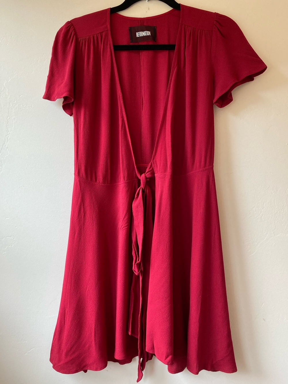 Reformation Penny Mini Wrap Dress in Cherry Bomb XSmall